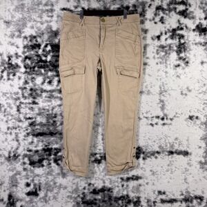 Democracy Pants‎ Mens Size 14p Beige Cargo Tapered Leg Crop Stretch Utility